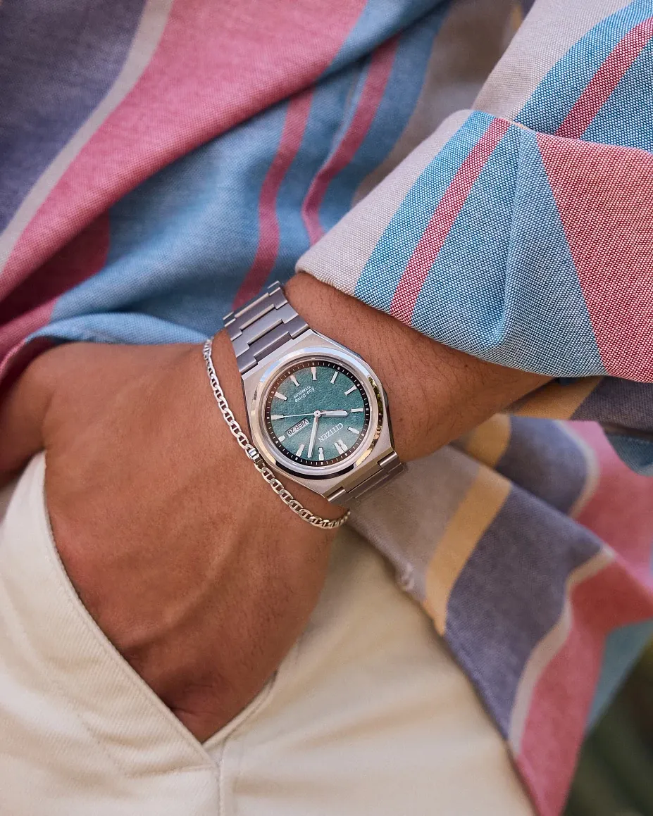 Zenshin Three-hand Green Dial Super Titanium Bracelet AW0130-85X